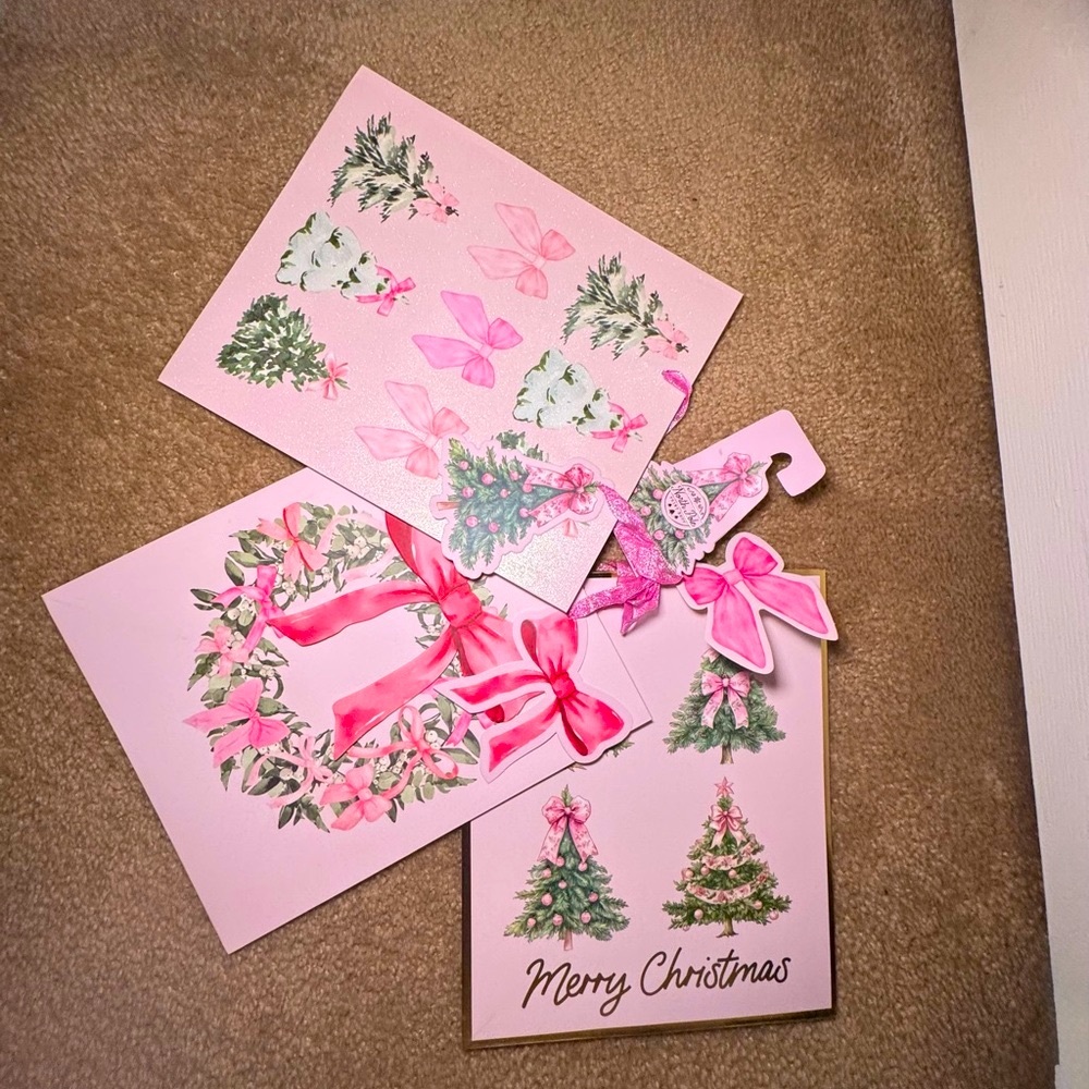 Christmas Pink Christmas Tree Ribbon Bow Gift Bags Set